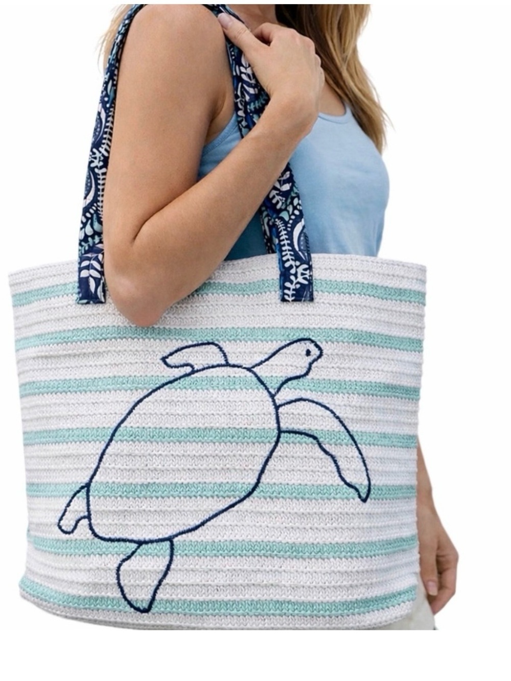Vera Bradley Sea Turtle Straw Beach Bag